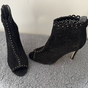 Elegant Black Peep-Toe Ankle Boots